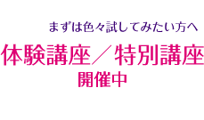 まずは色々試してみたい方へ 体験講座・特別講座開催中