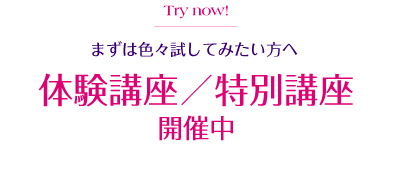 まずは色々試してみたい方へ 体験講座・特別講座開催中